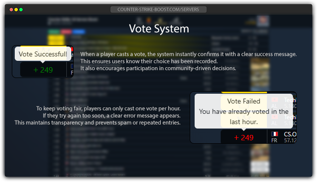 Vote system for Counter-Strike 1.6 servers